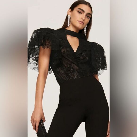 Osman Yousefzada Collective Lace Ruffle Top Size 4 - Picture 2 of 9